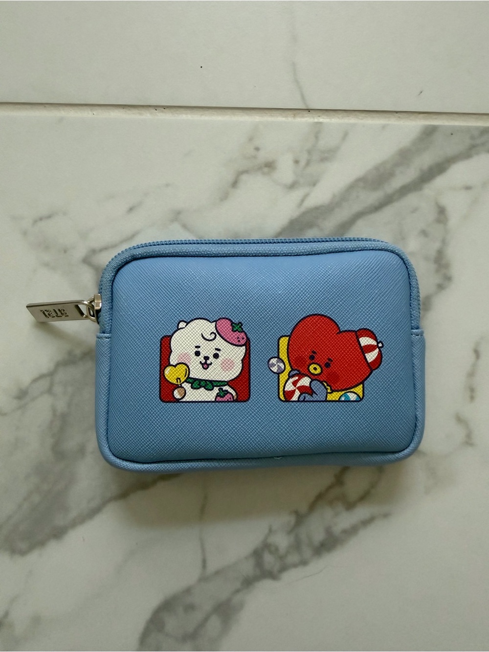 BT21 Light Blue Zip Wallet Pouch